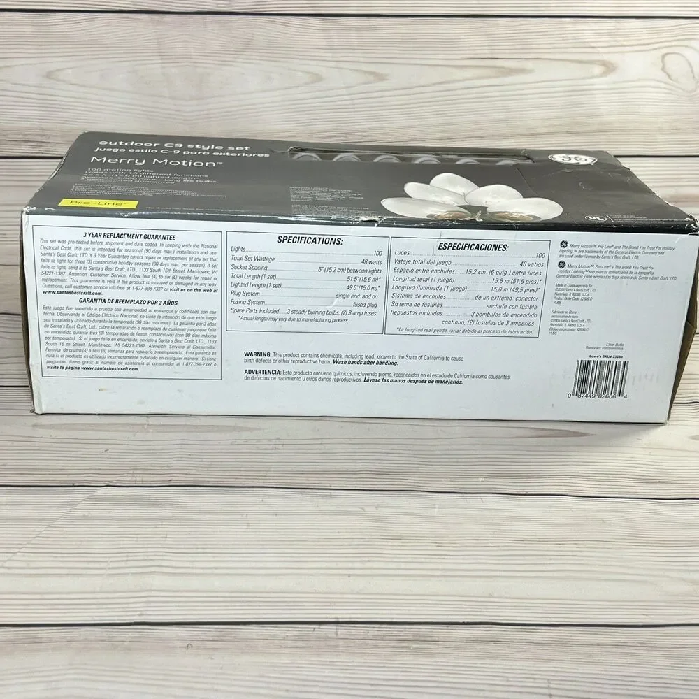 GE Merry Motion Pro-Line C9 Christmas Lights 100 Clear 16 Function 49ft Outdoor